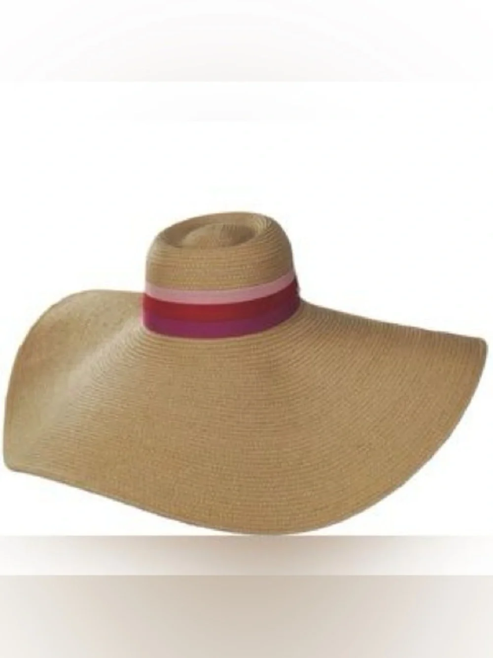 Trina Turk Oversized Straw Floppy Hat with Pink Band
